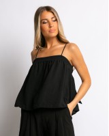 Crop top με δέσιμο στην πλάτη μαύρο Crop top με δέσιμο στην πλάτη μαύρο