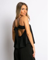 Crop top με δέσιμο στην πλάτη μαύρο Crop top με δέσιμο στην πλάτη μαύρο