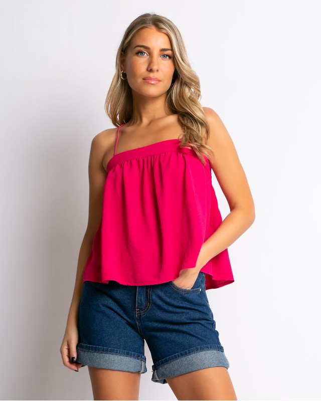 Crop top με δέσιμο στην πλάτη φούξια Crop top με δέσιμο στην πλάτη φούξια