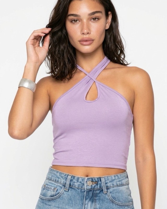 Μπλούζα Top viscose χιαστή λιλά