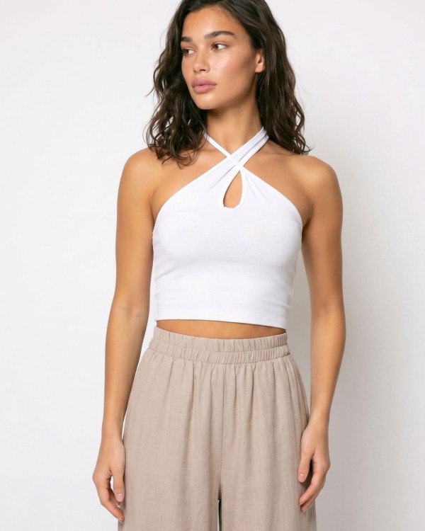 Μπλούζα Top viscose χιαστή σομόν