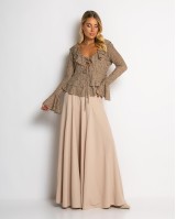 Μπλούζα δαντέλα με δέσιμο μπροστά & βολάν πούρο