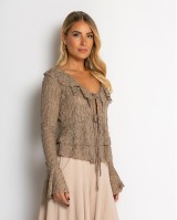 Μπλούζα δαντέλα με δέσιμο μπροστά & βολάν πούρο