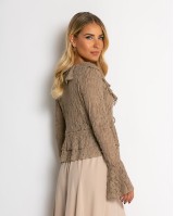 Μπλούζα δαντέλα με δέσιμο μπροστά & βολάν πούρο