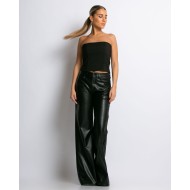 Μπλούζα crop top στράπλες κοντό Μαύρο
