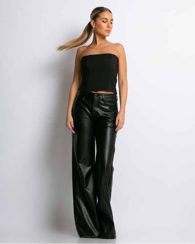 Μπλούζα crop top στράπλες κοντό Μαύρο Μπλούζα crop top στράπλες κοντό Μαύρο