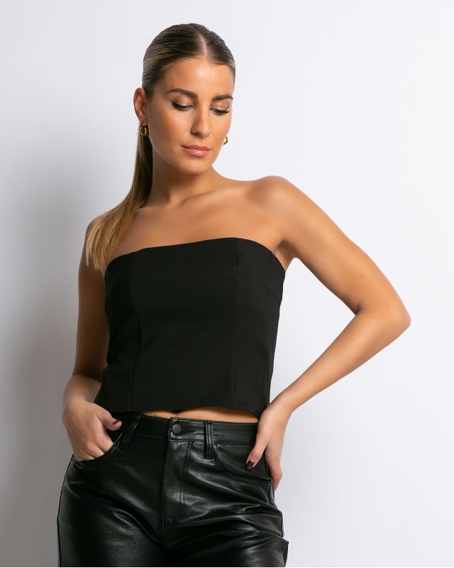 Μπλούζα crop top στράπλες κοντό Μαύρο Μπλούζα crop top στράπλες κοντό Μαύρο