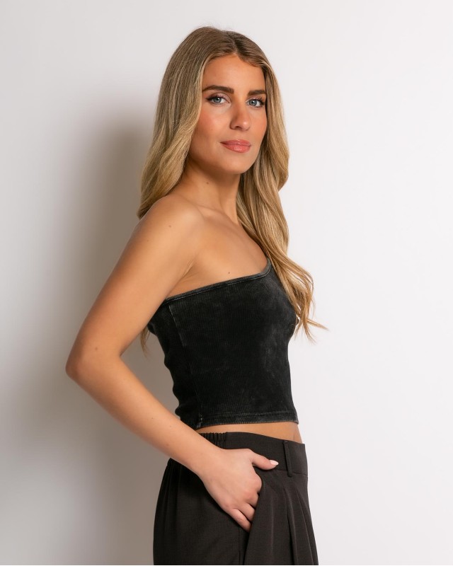 Crop top με εναν ώμο μαύρο Crop top με εναν ώμο μαύρο