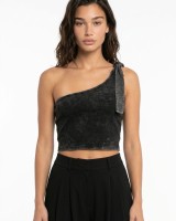 Crop top με εναν ώμο μαύρο