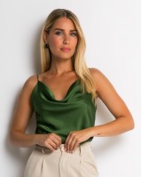 Μπλούζα με τιράντα ντραπέ πράσινο