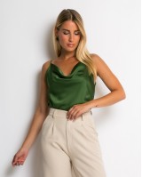 Μπλούζα με τιράντα ντραπέ πράσινο