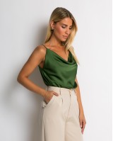 Μπλούζα με τιράντα ντραπέ πράσινο