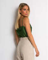 Μπλούζα με τιράντα ντραπέ πράσινο