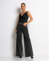 Μπλούζα με τιράντα ντραπέ μαύρο