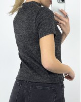 Μπλούζα κοντομάνικη με ζιβάγκο ανθρακί