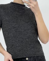 Μπλούζα κοντομάνικη με ζιβάγκο ανθρακί