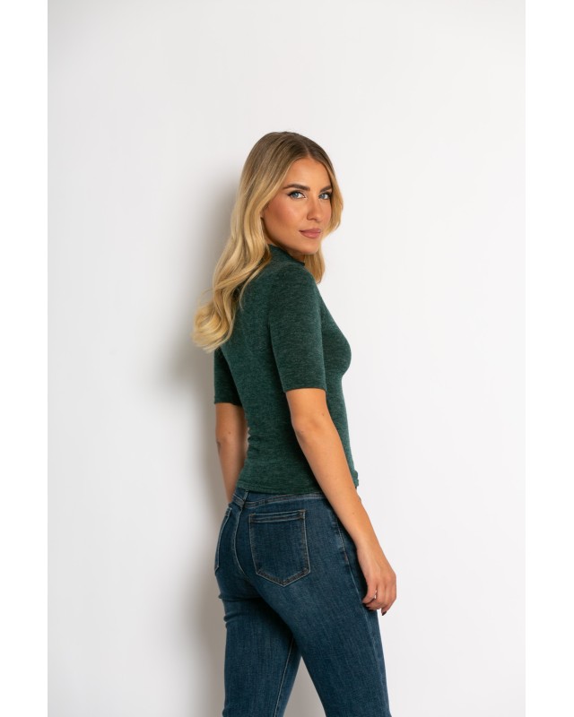 Μπλούζα χαμηλό ζιβάγκο κυπαρισσί