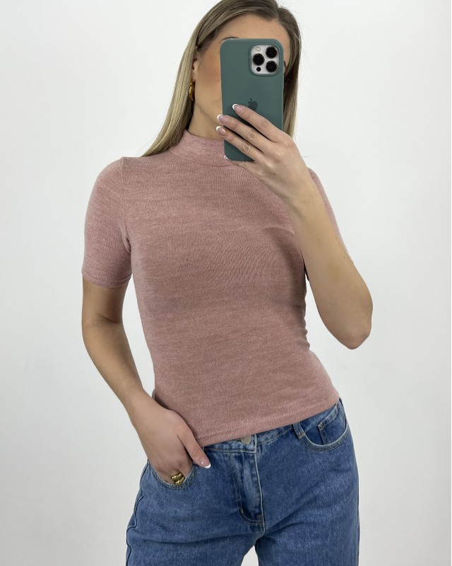 Μπλούζα χαμηλό ζιβάγκο ροζ