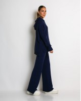 Σετ πλεκτό με σχέδιο πλεξούδα μπλούζα & παντελόνι navy