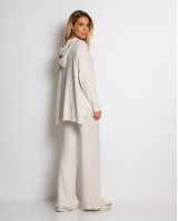 Σετ πλεκτό με σχέδιο πλεξούδα μπλούζα & παντελόνι cream