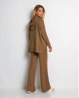 Σετ πλεκτό με σχέδιο πλεξούδα μπλούζα & παντελόνι κάμελ