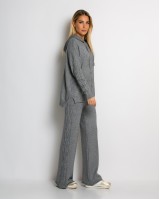 Σετ πλεκτό με σχέδιο πλεξούδα μπλούζα & παντελόνι γκρι