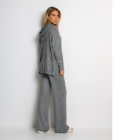 Σετ πλεκτό με σχέδιο πλεξούδα μπλούζα & παντελόνι γκρι