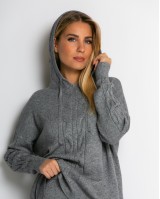 Σετ πλεκτό με σχέδιο πλεξούδα μπλούζα & παντελόνι γκρι