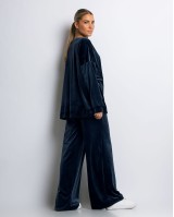 Σετ μπλούζα με λαιμόκοψη και παντελόνα βελουτέ navy