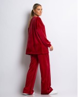 Σετ μπλούζα με λαιμόκοψη και παντελόνα βελουτέ κόκκινο