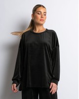 Σετ μπλούζα με λαιμόκοψη και παντελόνα βελουτέ μαύρο