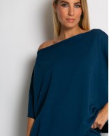 Μπλούζα φούτερ αχνούδιαστο αμάνικη με ανοιχτή λαιμόκοψη ραφ