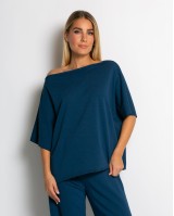 Μπλούζα φούτερ αχνούδιαστο αμάνικη με ανοιχτή λαιμόκοψη ραφ