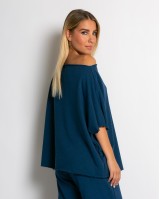 Μπλούζα φούτερ αχνούδιαστο αμάνικη με ανοιχτή λαιμόκοψη ραφ