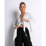 Μπλούζα crop top με δέσιμο στο στήθος λευκό