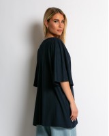 Μπλούζα ζαπονέ oversized με "V" και πιέτα μπροστά navy Μπλούζα ζαπονέ oversized με "V" και πιέτα μπροστά navy