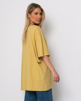 Μπλούζα ζαπονέ oversized με "V" και πιέτα μπροστά κίτρινο