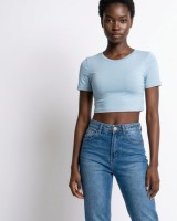 Μπλούζα crop top Κοντομάνικη γαλάζιο