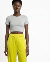Μπλούζα crop top Κοντομάνικη γκρι μελανζέ