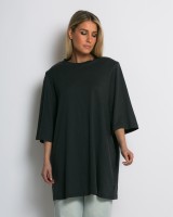 Μπλούζα βαμβακερή oversized με τρουακάρ μανίκι και βάτες ανθρακί