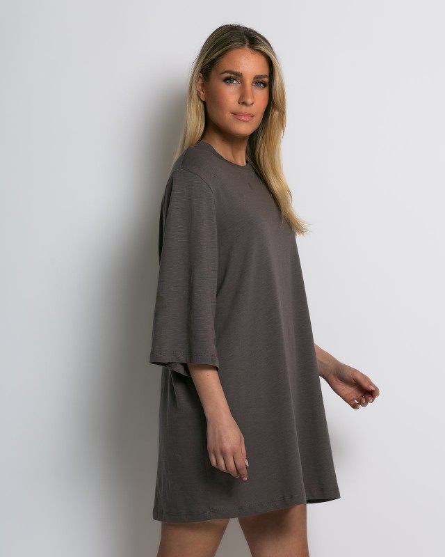Μπλούζα βαμβακερή oversized με τρουακάρ μανίκι και βάτες elephant