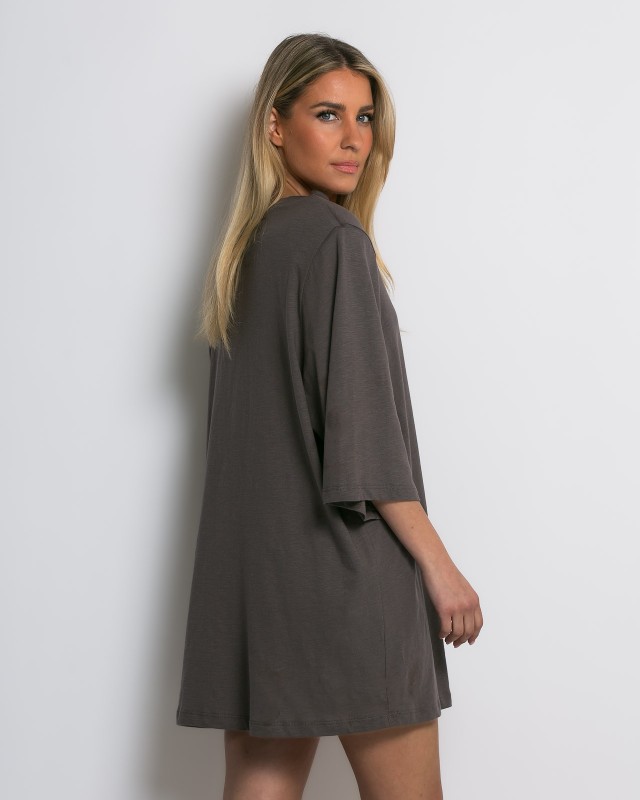 Μπλούζα βαμβακερή oversized με τρουακάρ μανίκι και βάτες elephant