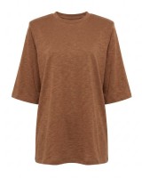Μπλούζα βαμβακερή oversized με τρουακάρ μανίκι και βάτες ταμπά