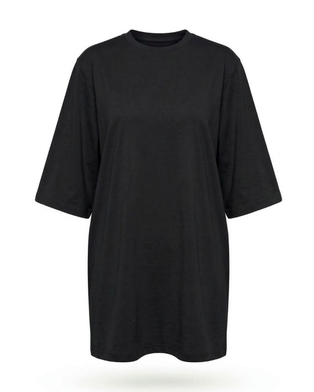 Μπλούζα κοντομάνικη βαμβακερή oversized μαύρο