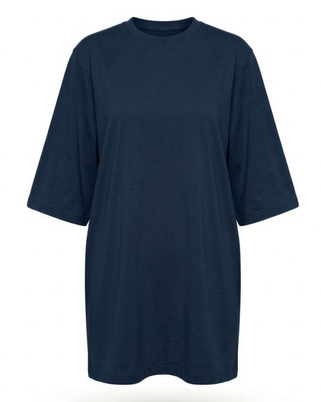 Μπλούζα κοντομάνικη βαμβακερή oversized navy