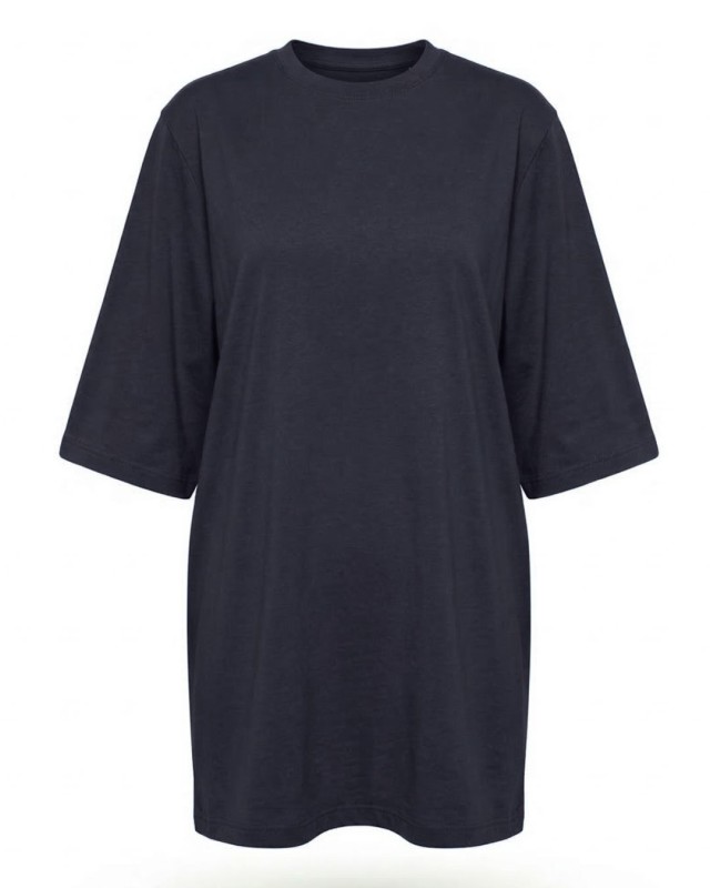 Μπλούζα κοντομάνικη βαμβακερή oversized ανθρακί