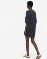 Μπλούζα κοντομάνικη βαμβακερή oversized ανθρακί