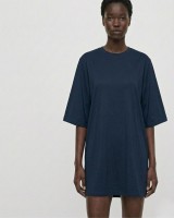 Μπλούζα κοντομάνικη βαμβακερή oversized navy