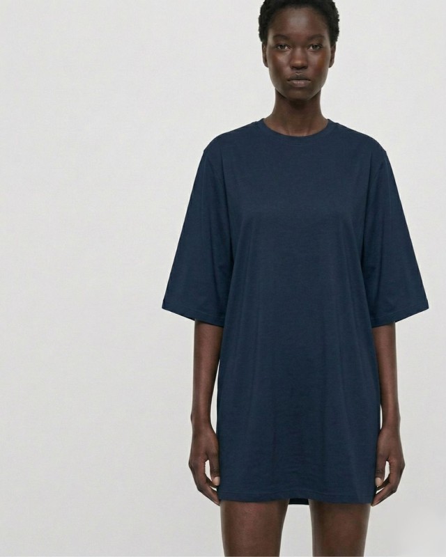 Μπλούζα κοντομάνικη βαμβακερή oversized navy