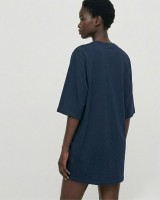 Μπλούζα κοντομάνικη βαμβακερή oversized navy